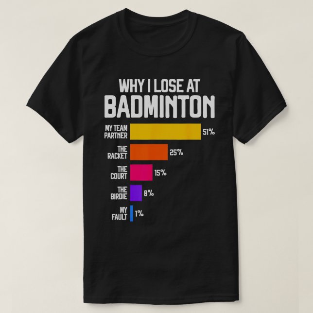 Warum ich bei Badminton Funny Excuses ShuttleBirdi T-Shirt (Design vorne)