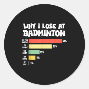 Warum ich beim Badminton verliere Lustige Ausreden Runder Aufkleber