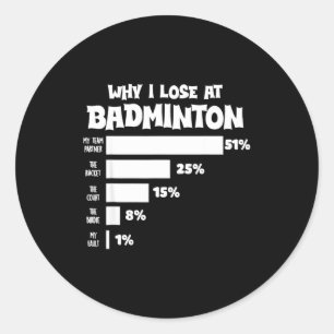 Warum ich beim Badminton verliere Lustige Ausreden Runder Aufkleber