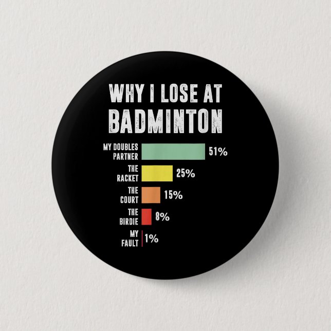 Warum ich beim Badminton verliere, lustiger Badmin Button (Vorderseite)