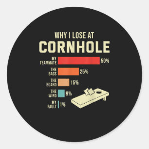 Warum ich beim Cornhole Funny Bags Game Player ver Runder Aufkleber