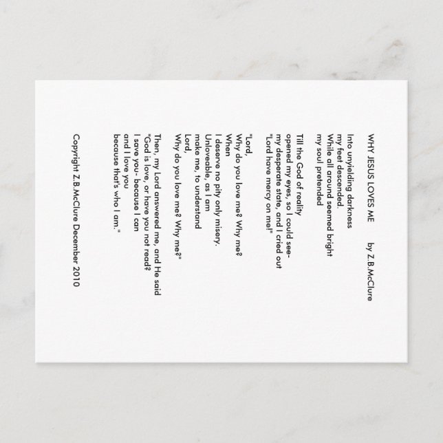 WARUM JESUS LIEBEN ME - Postkarte (Vorderseite)