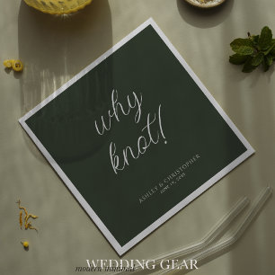 Warum Knoten! Minimaler typografischer Moosgrüner  Serviette