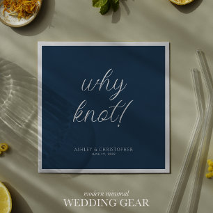 Warum Knoten! Minimaler typografischer Navy Blue C Serviette