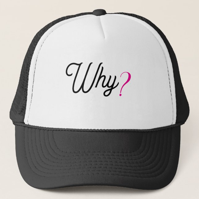 WARUM? Minimalistischer Trend-Statement-Cap – Truc Truckerkappe (Vorderseite)