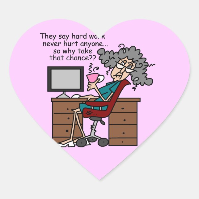 Warum Möglichkeits-harte Arbeits-Spaß Herz-Aufkleber (Vorderseite)