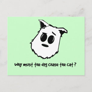 Warum muss der Hund der Katze nachjagen? Postkarte
