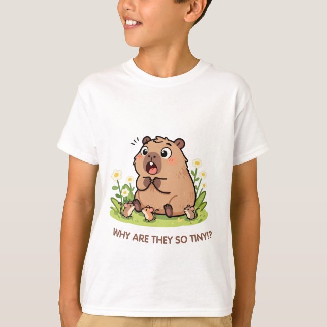 Warum sind sie so winzig Capybara & Friends Kinder T-Shirt (Vorderseite)