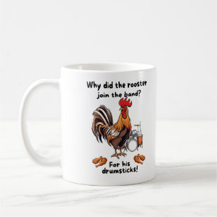 Warum trat der Hahn der Band bei? Für seinen Drums Kaffeetasse