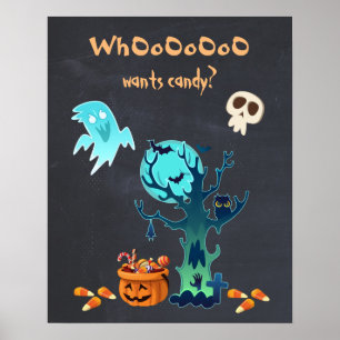 Warum Will OoO Candy? Spooky Halloween Szene Poster
