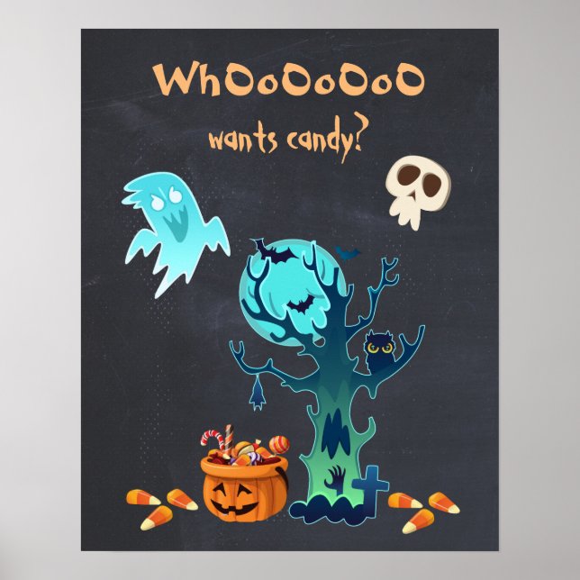 Warum Will OoO Candy? Spooky Halloween Szene Poster (Vorne)