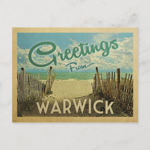 Warwick Beach Vintage Travel Postkarte