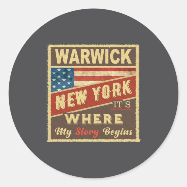 Warwick Ny Its Where My Story Begins  Runder Aufkleber (Vorderseite)