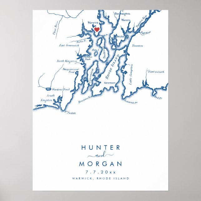 Warwick RI Wedding Modern Guest Book Poster (Vorne)