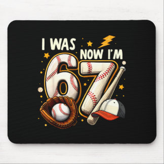 Was 6 7 birthday boy baseball funny 6 7 meme kids mousepad