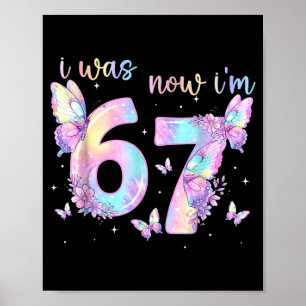 Was 6 7 Geburtstags Mädchen Kinder Schmetterling 7 Poster