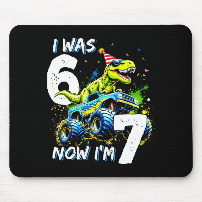 Was 6 Now I'm 7 Year Old Birthday 67 Monster Truck Mousepad (Vorne)
