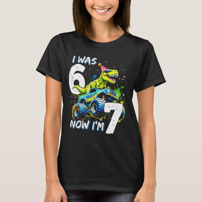 Was 6 Now I'm 7 Year Old Birthday 67 Monster Truck T-Shirt (Vorderseite)