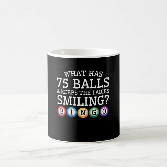 Was 75 Bälle Damen-lächelndes Bingo behalten Kaffeetasse (Mittel)