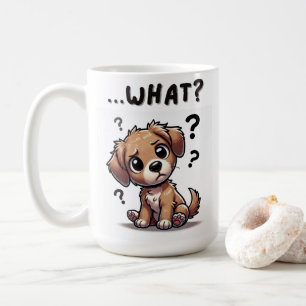 "...was?" Adorable verwirrte Cartoon-Welpe Kaffeetasse