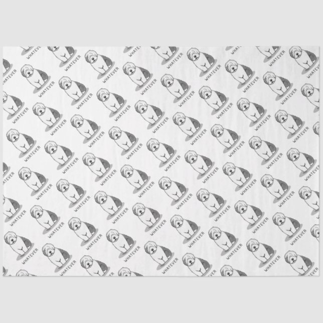 Was auch immer altenglischer Schafhund (Grau 1) Hu Seidenpapier (Vorderseite)