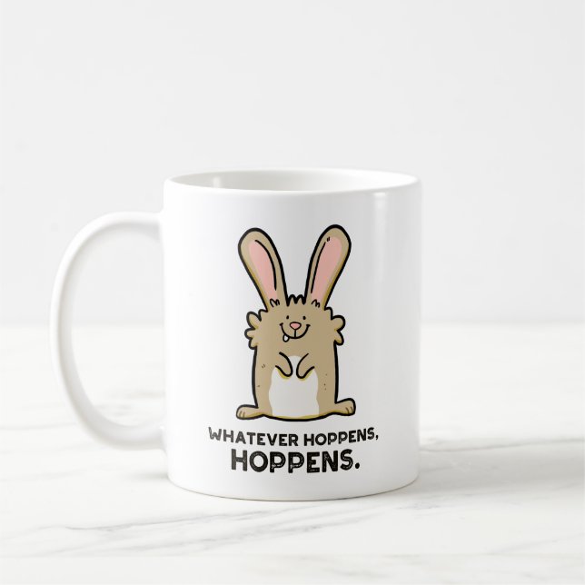 Was auch immer Hoppens, Hoppens Rabbit Pun Tasse (Links)