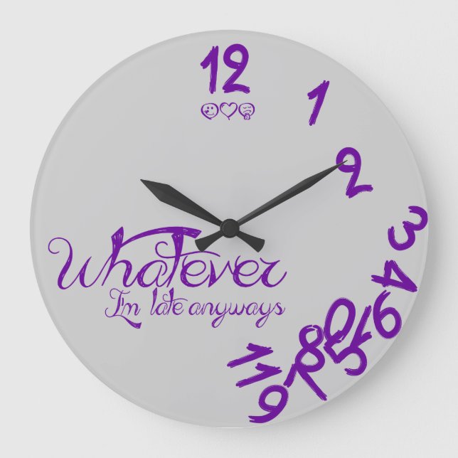Was auch immer ich die späte irgendwie lila große wanduhr (Vorderseite)