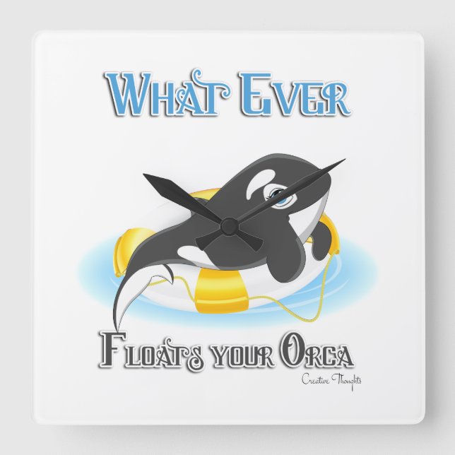 Was auch immer Ihr Orca Whale schwimmt Quadratische Wanduhr (Vorderseite)