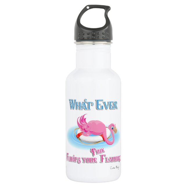 Was auch immer Ihr rosa Flamingo schweben lässt Edelstahlflasche (Vorderseite)