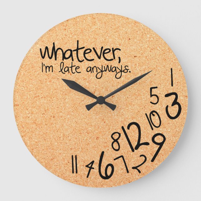was auch immer mit Korkenhintergrundbeschaffenheit Große Wanduhr (Vorderseite)