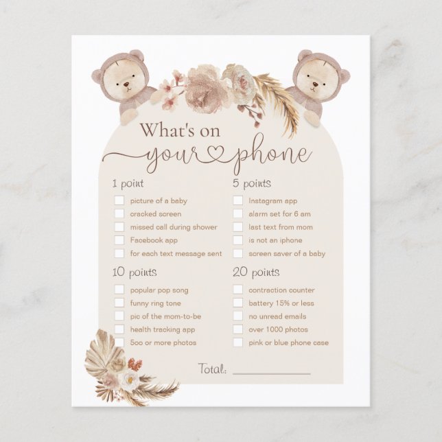 Was auf Ihrem Handy Twins Bear Baby Shower Game (Vorderseite)
