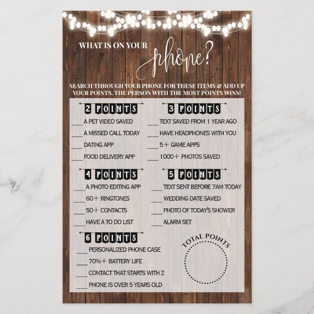 Was auf Ihrem Phone Western Brautparty Game Flyer (Vorne)