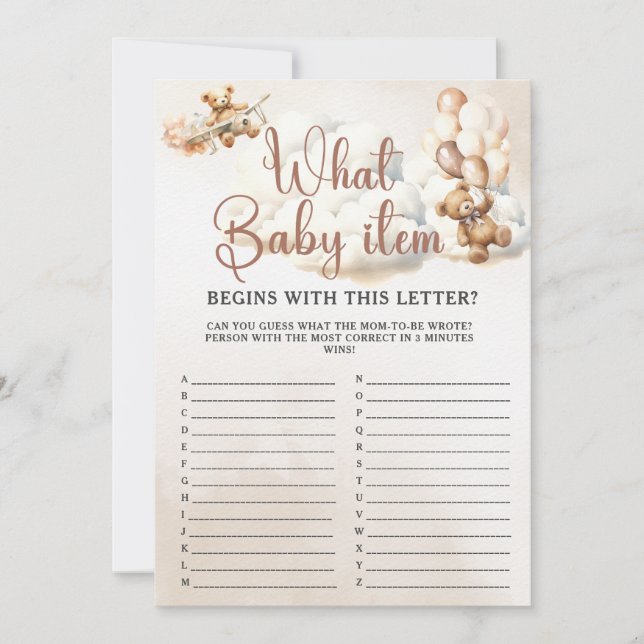 WAS BABY POST ALPHABET Baby Shower Game Niedlich B Einladung (Vorderseite)