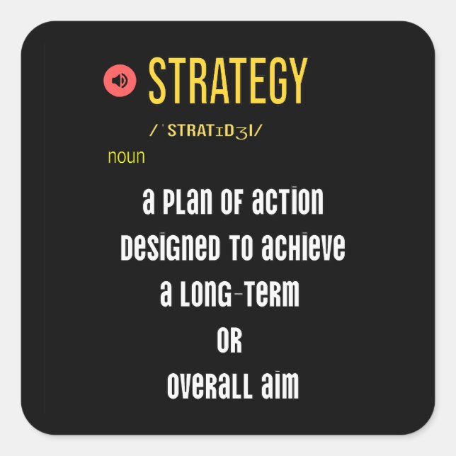 Was bedeutet Strategie? Quadratischer Aufkleber (Vorderseite)