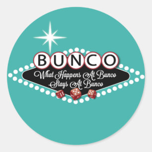 Was bei Bunco geschieht, bleibe an Bunco Spaß Runder Aufkleber