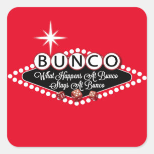 Was bei Bunco passiert, bleibt bei Bunco Spaß Quadratischer Aufkleber