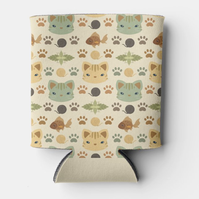 Was Cool ist, Kitty Cat in Gelb und Braun Dosenkühler (Vorderseite)