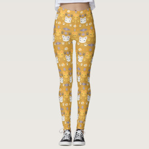 Was Cool ist, Kitty Cat in Gelb und Lavendel Leggings
