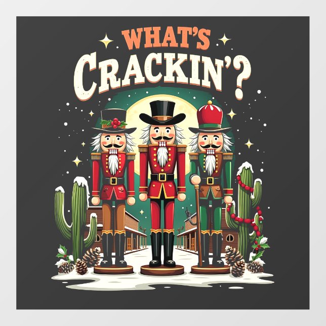 Was Cracking Nutcracker Cactus Christmas Funny ist Fensteraufkleber (Blatt)