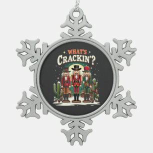 Was Cracking Nutcracker Cactus Christmas Funny ist Schneeflocken Zinn-Ornament