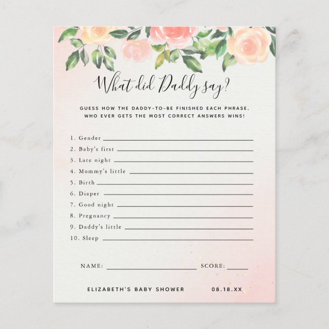 Was Daddy gesagt hat | Baby Showspiel (Vorderseite)