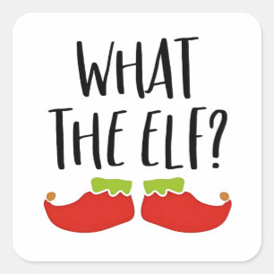 Was der Elf Funny Christmas Elf Weihnachtsmann Quadratischer Aufkleber