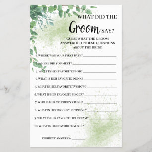 Was der Groom sagt Eukalyptus Greenerity Game Card Flyer