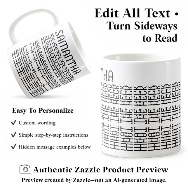 Was der Heck bearbeitbare versteckte Message 153BW Kaffeetasse (Von Creator hochgeladen)