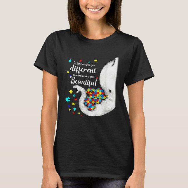 Was dich anders macht Elefant Mutter Kind Autismus T-Shirt (Vorderseite)