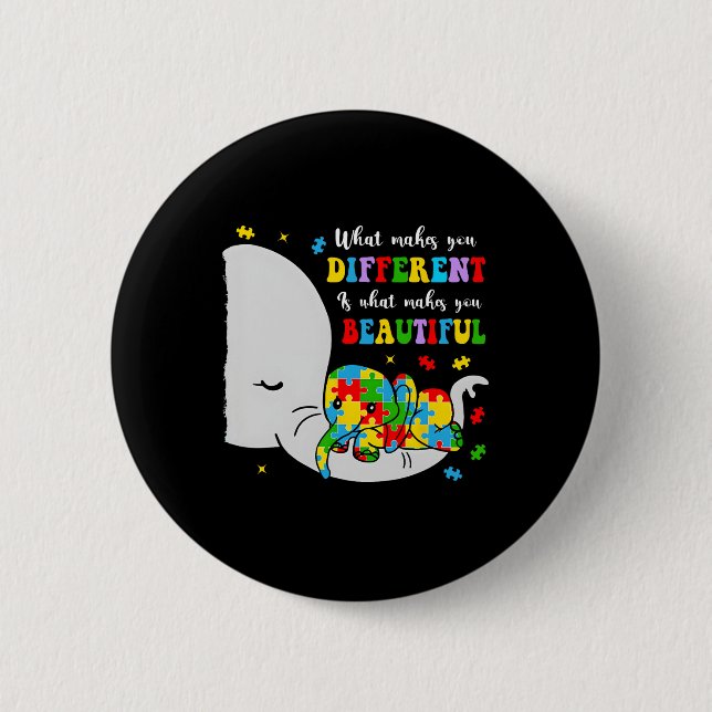 Was dich anders macht, ist ein schönes Elefant-Aut Button (Vorderseite)
