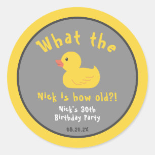Was die Duck Birthday Punny Yellow Runder Aufkleber