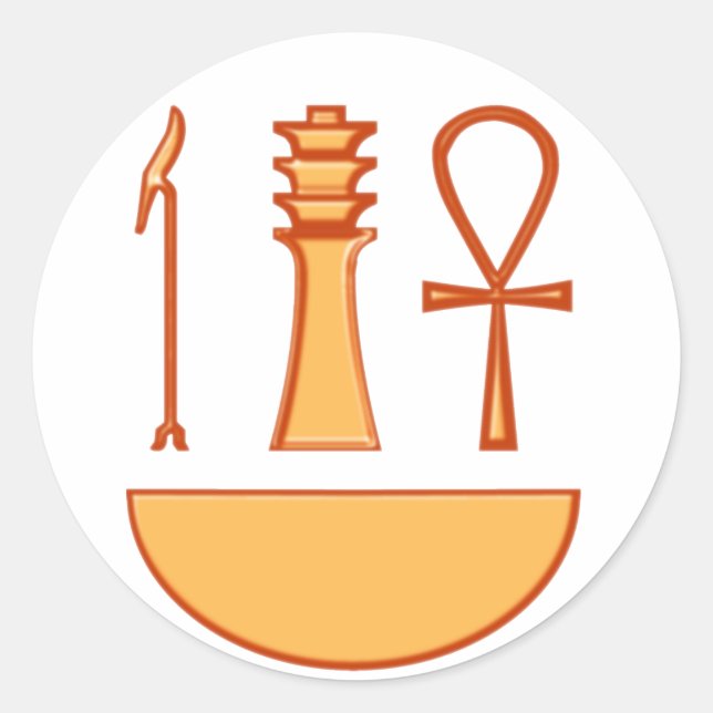 Was Djed Anch Symbol Triade Runder Aufkleber (Vorderseite)