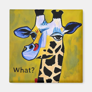 "Was?" Frage die zynisch annoyed Abstrakt Giraffe Magnet