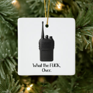Was Fu*k über das lustige Walkie Talkie Icon Keramikornament